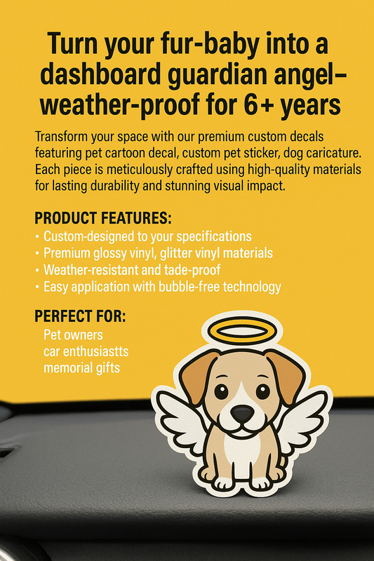 Custom Pet Caricature Decal - Waterproof Vinyl Made in Niagara Canada