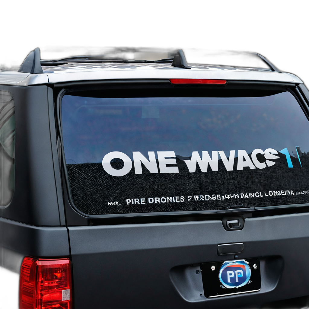 Perforated window vinyl - one-way vision vinyl on vehicle rear window with see-through visibility