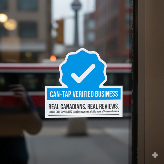 CAN-TAP Verified Badge - Industrial NFC Review System | Get can tap verified business window decal real canadian reviews