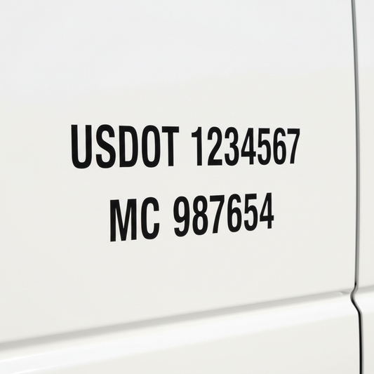 DOT number lettering compliance decals - USDOT and MC numbers on commercial vehicle Ontario