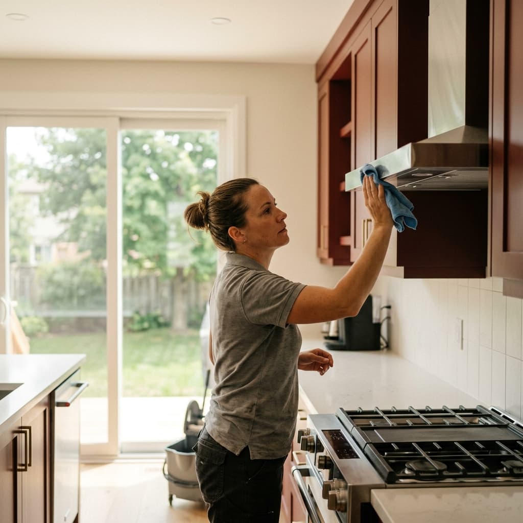 Cleaning professional in Burlington, Ontario — editorial portrait.