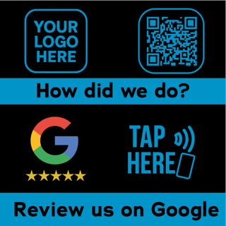 Round Google Review Table Sticker BLueandBlackNFCQRReaderSquareSmall fbad c e cd dfefea