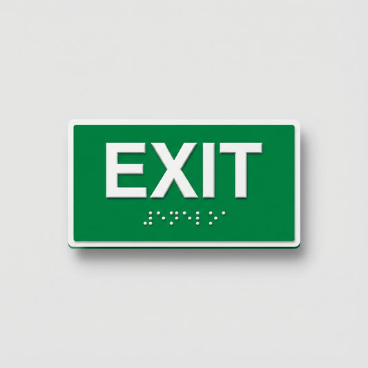 AODA Exit Sign with Braille — Emergency Exit - Custom Printing Niagara