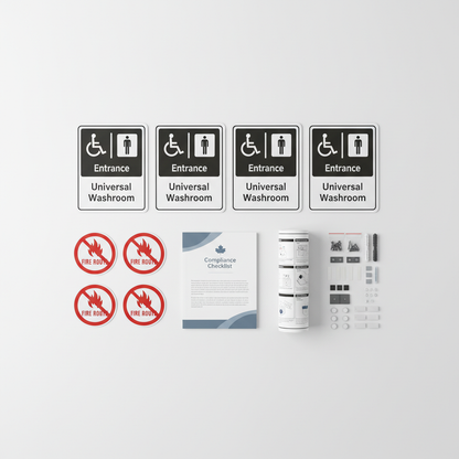 Everything included in AODA Washroom & Entrance Sign Kit (6-pack) — from $149.99 ready for Niagara Region Ontario contractors