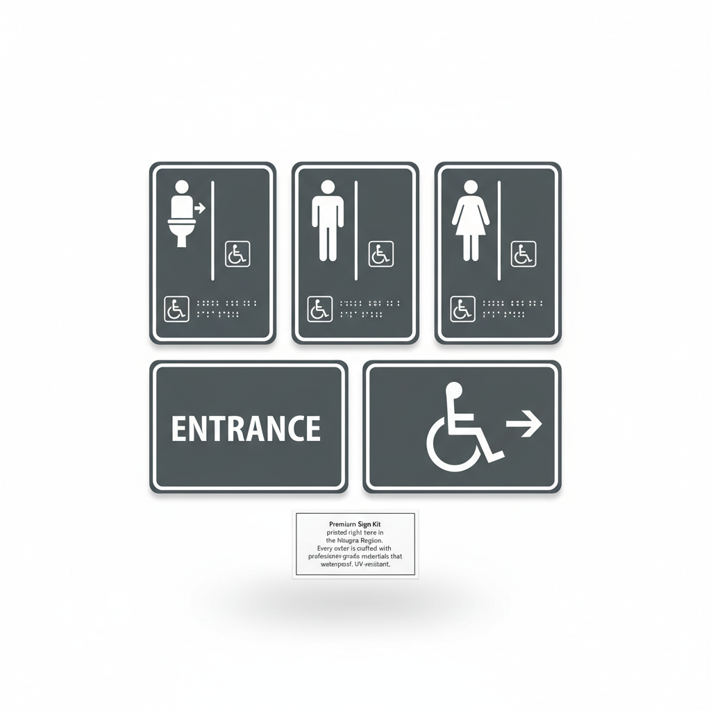 AODA Washroom & Entrance Sign Kit (6-pack) — professional compliance service for contractors in Niagara and Ontario, Canada