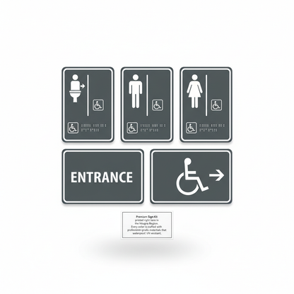 AODA Washroom & Entrance Sign Kit (6-pack) — professional compliance service for contractors in Niagara and Ontario, Canada