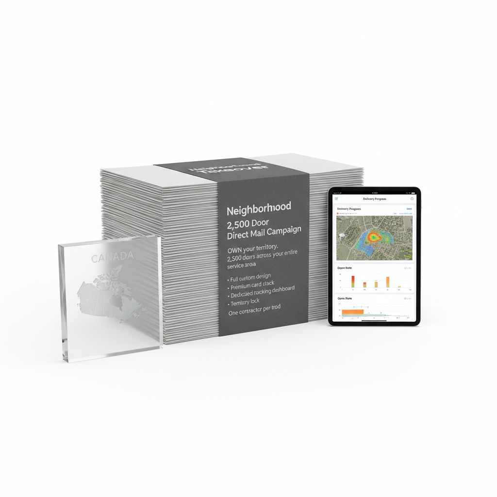 Neighborhood Takeover — 2,500 Door Direct Mail Campaign — professional direct mail service for contractors in Niagara and Ontario, Canada