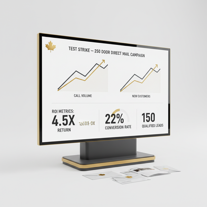Test Strike — 250 Door Direct Mail Campaign backed by 7-Year Warranty, Made in Canada, direct mail for Ontario businesses