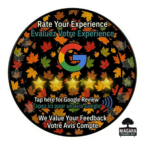 Google Review NFC Coaster niagara region custom google review badge design