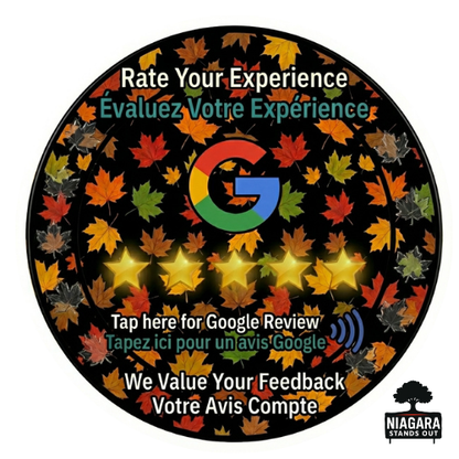 Google Review NFC Coaster niagara region custom google review badge design