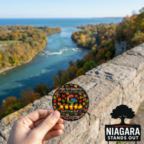 Google Review NFC Coaster niagara river parkway google review sticker ontario