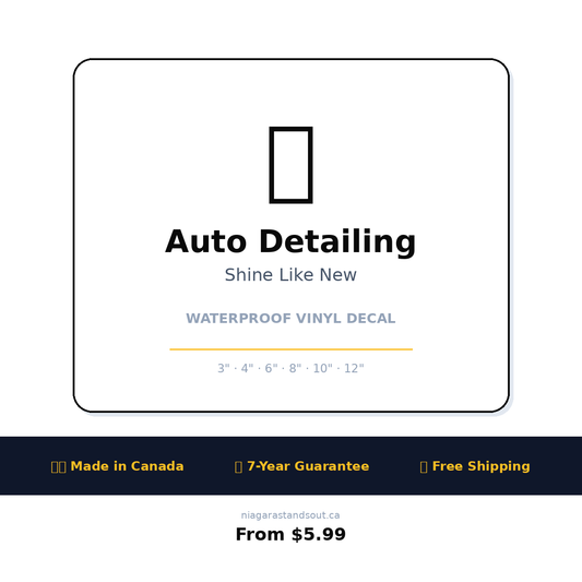 Auto Detailing — Waterproof Vinyl Decal | Made in Canada | 7-Year Guarantee