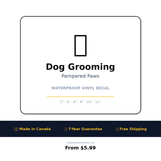 Dog Grooming — Waterproof Vinyl Decal | Made in Canada | 7-Year Guarantee