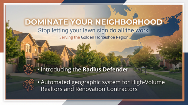 Radius Defender automated neighbor mail system for contractors in Niagara Ontario - turn completed jobs into new leads