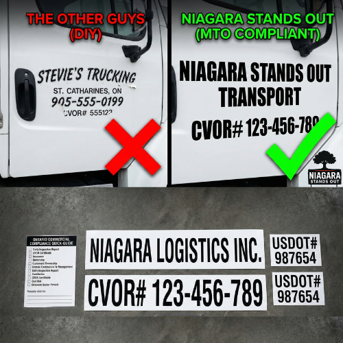 North American Commercial Vehicle Compliance Kit | Canada screencomparisonphotographofawhitecommercialtruckdoor