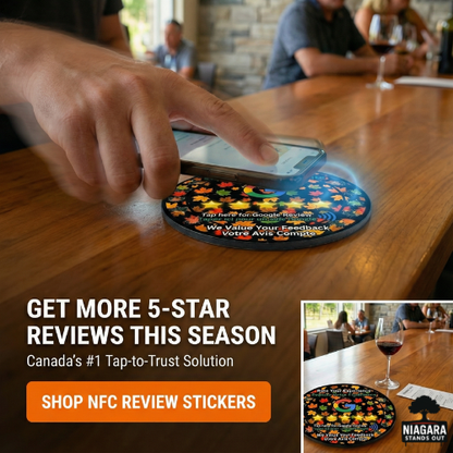 Google Review NFC Coaster st catharines marina waterfront google review sticker