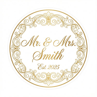 Elegant Gold Wedding Monogram Decal